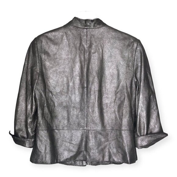 Doncaster silver metallic leather jacket size 6 - Picture 2 of 9